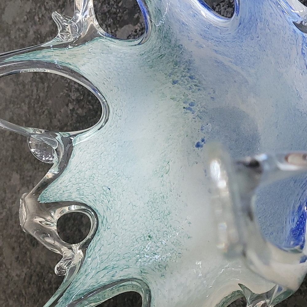 Murano Blue and Green Pulled Glass Tentacles Bowl - Picture 6 of 10